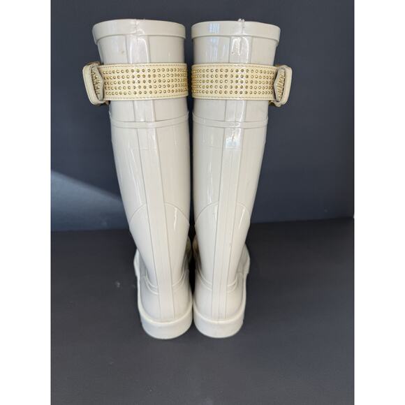 Burberry Plaid Lined Rain Boots Beige Rubber Equestrian Buckle Women’s EU 37 - Picture 16 of 16